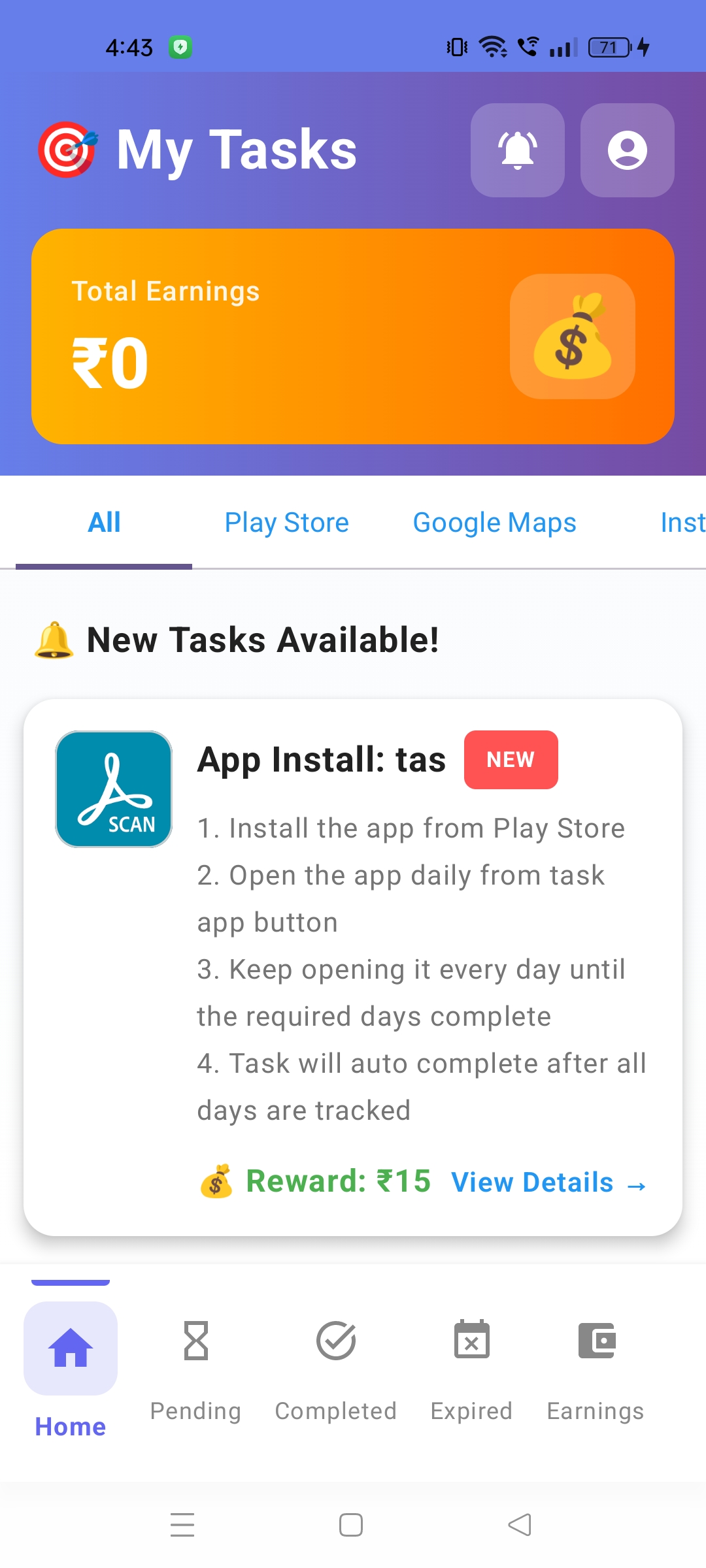 Task and earn Vertical Screenshot 1